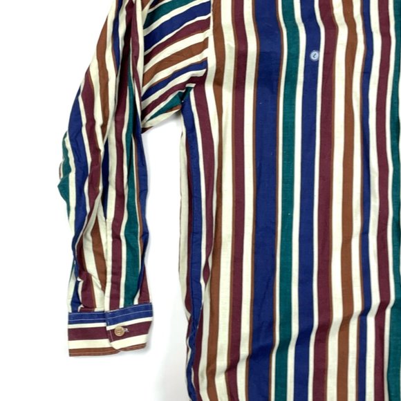 VTG 90s Colorful Stripes L/S Button-Front Shirt - Picture 4 of 6